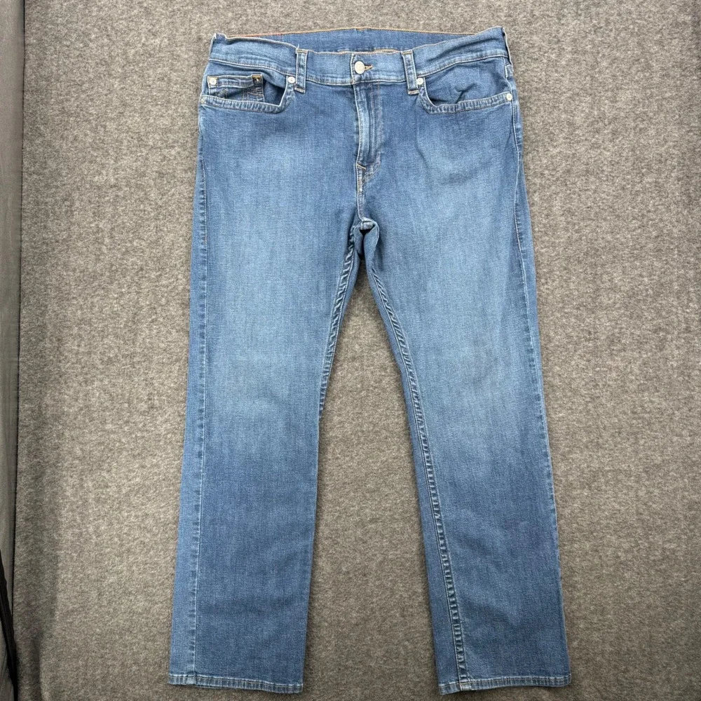 True Religion Ricky Relaxed Straight Leg Jeans Mens 40 Medium Wash Blue Denim